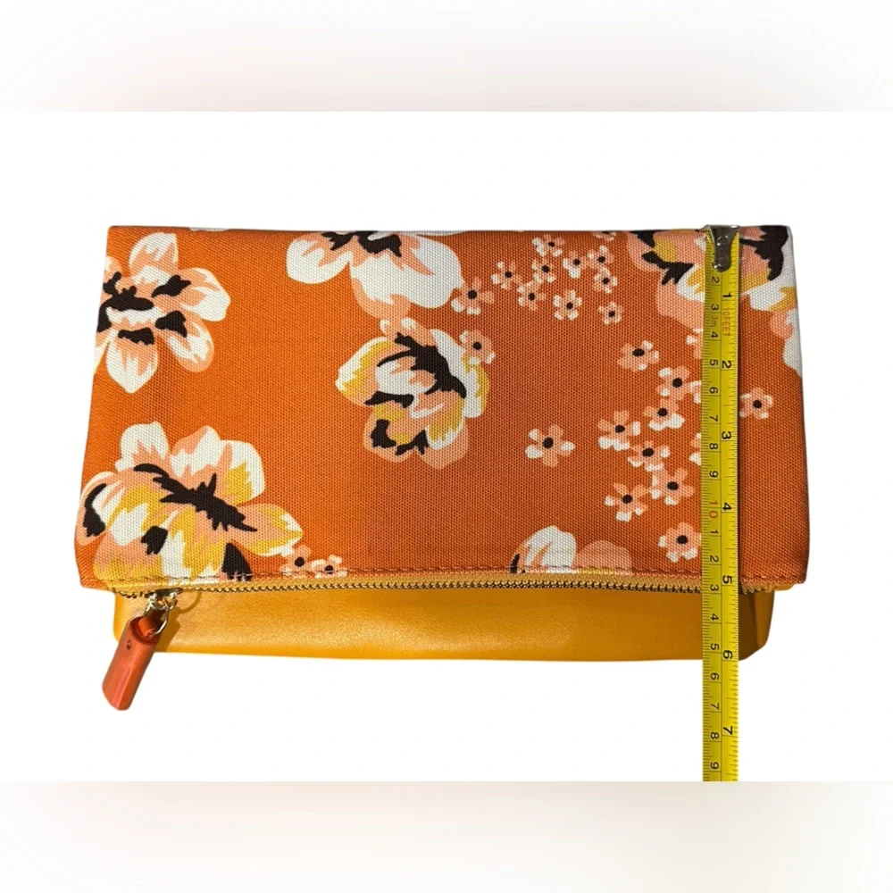 Rachel Pally Anthropologie‎ Zahara Floral Orange Reversible ZipTop Clutch New